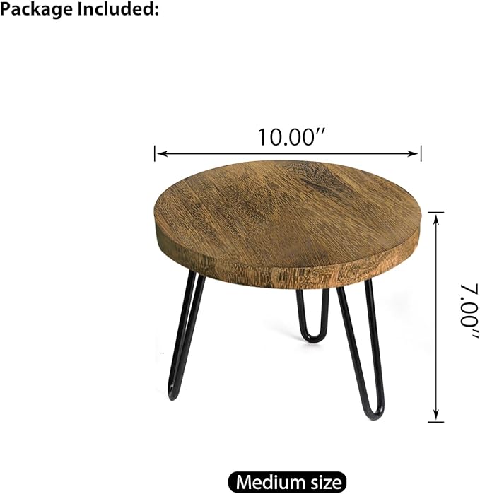 Plant Stand Indoor Outdoor, Wooden plant Stool, Mid Century Plant Stand for Indoor Plants, Wood Modern Plant Holder Rattan Flower, Low Short Boho Rustic Planter Stand Fit 5-15 Inch Pot(M)