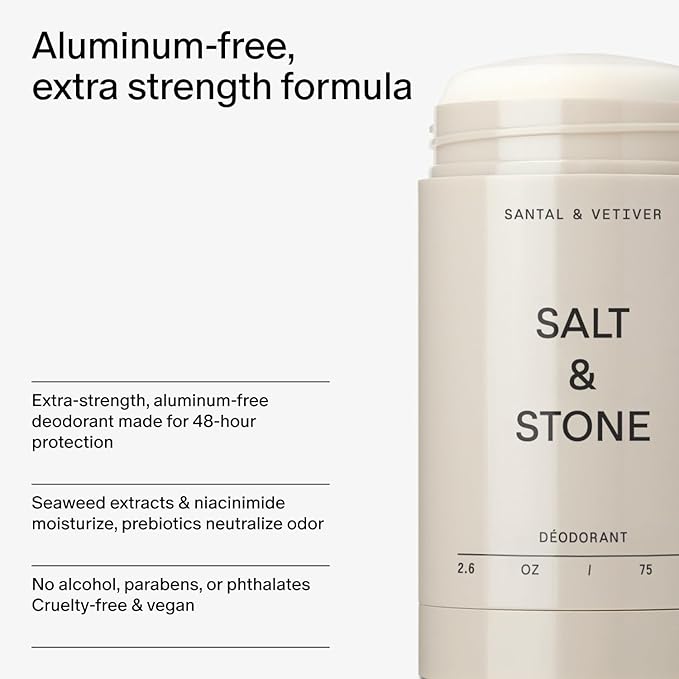 SALT & STONE Aluminum Free Deodorant | Extra Strength 48 Hour Protection for Women & Men | Made with Seaweed Extracts, Niacinamide & Prebiotics (Mini Deodorant Discovery Set)