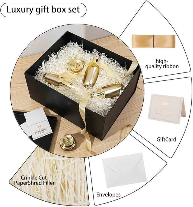 1Pcs Black Extra Large gift box with lids 16.5×13×8 Inches gift boxes for presents,Birthday Box (include Ribbon, Paper Shred Filler Gift Card & Envelopes)