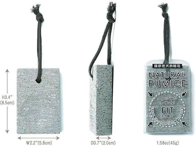 Pumice Stone, Natural [Made in Japan] Ergonomic Shape, Extra Fine Texture, Hard & Cracked Skin Callus Remover for Men, Women, Kids and Gifts. (Coarse for Heel)