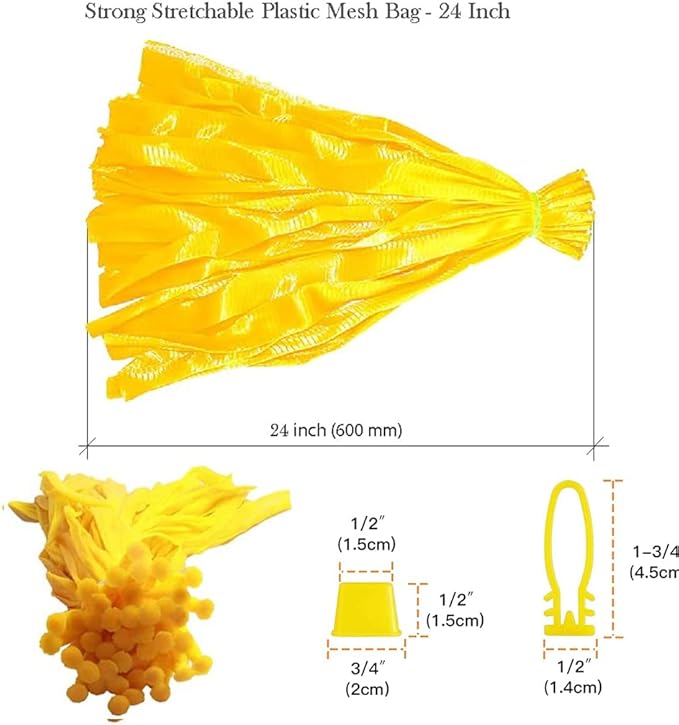 100pcs Seafood Boiling Bags, Plastic Reusable Mesh Produce Bags, Crawfish Bags Boiling Bags, Mesh Onion Bags, Fruit and Vegetable Produce Bag (24inch and Loop-Style Closures green)