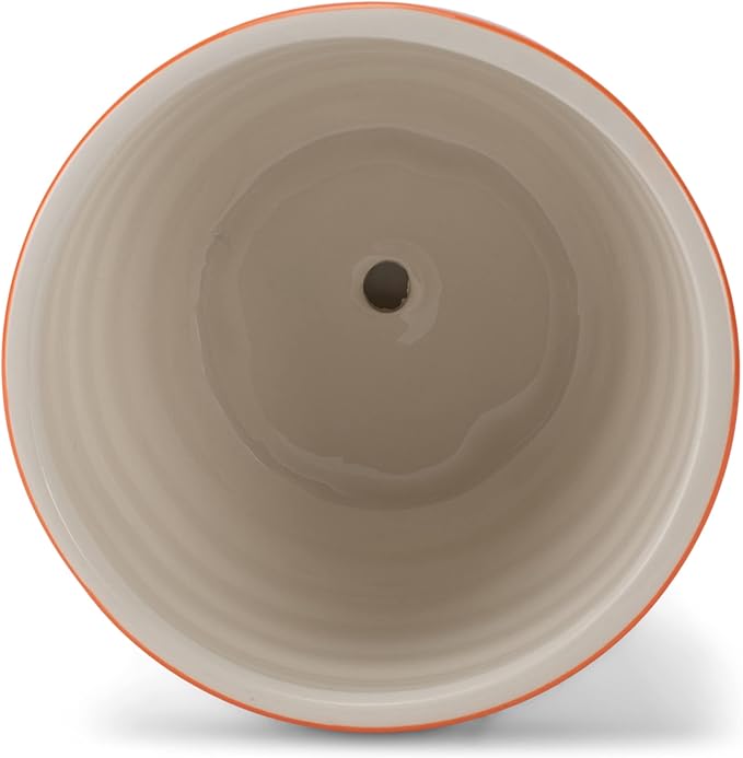 Napco Ribbed Coral, Blue, and Green 4 x 5 Inch Ceramic Flower Pot Planter with Saucer