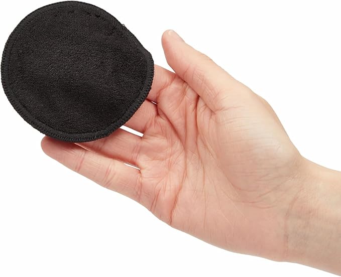 18 Pack Reusable Cotton Rounds for Makeup Removal with Bamboo Holder and Mesh Storage Bag (Black)