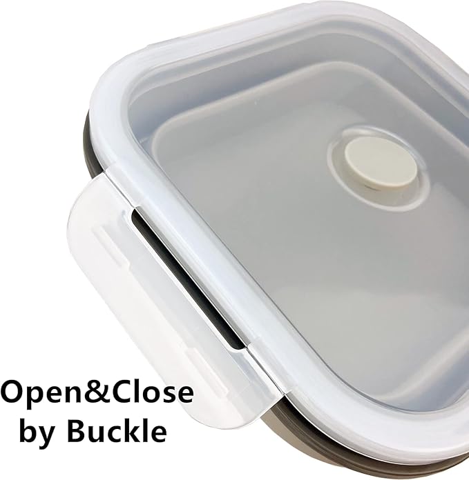 CARTINTS Large 1200ml Collapsible Bowls with Lids, Silicone Food Storage Containers, Space-Saving Meal Prep Containers For Kitchen and Outdoors Camping, Set of 3, Grey