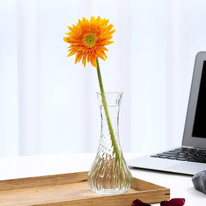 Set of 24 Glass Vase, Bud Vases in Bulk with Lace for Floral Arrangements, Events, Home Decor Weddings, Table Centerpiece (Clear, 24)