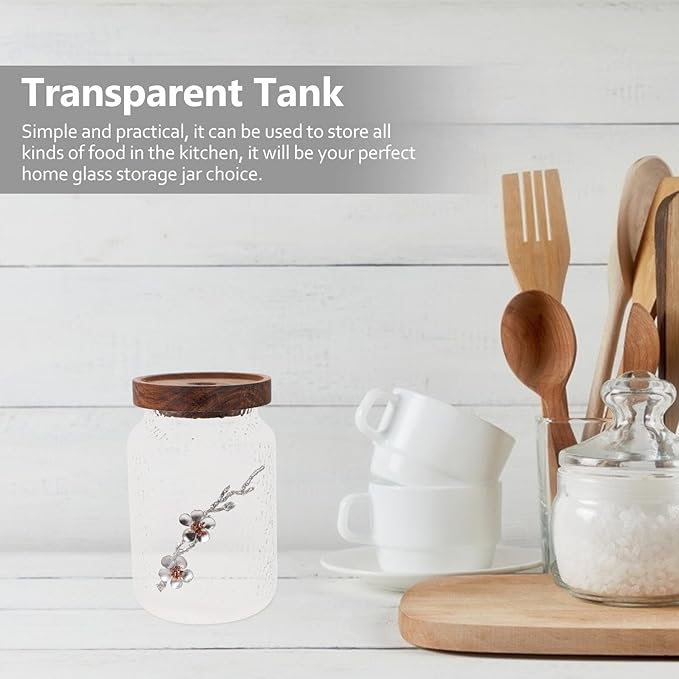 2pcs Glass Sealed Storage Jars with Removable Lids Airtight Food Canisters for Tea Cereals Spices Sugar Flour Pantry Organization