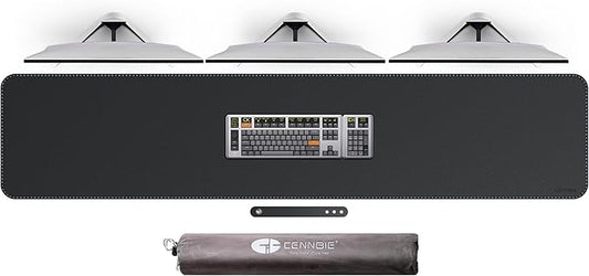 CENNBIE Leather Desk Mat Protector, 74.8" x 16" Extra Large Leather Office Desk Pad Mat for Full Desk, Computer Desk Mat on top of desks - Oversized Large Mouse Pad (Black)