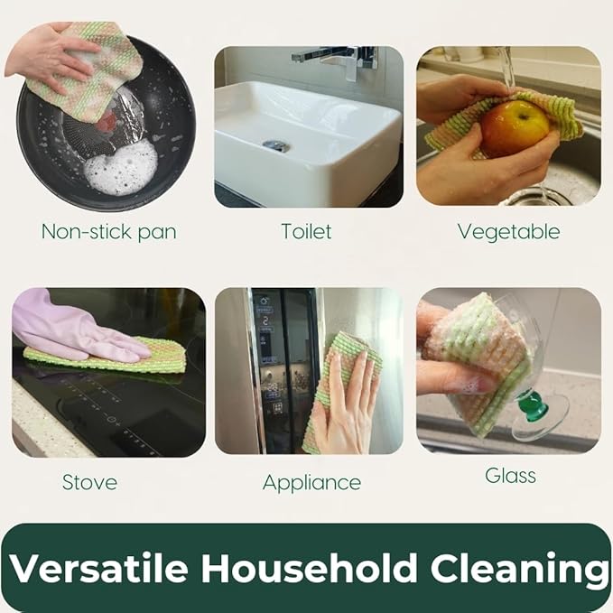 mibboom's Dish Scrubbers – Non-Scratch, Reusable Kitchen Sponges for All-Purpose Cleaning, Made in Korea, 4 Pack (7.6 x 7.4 in)