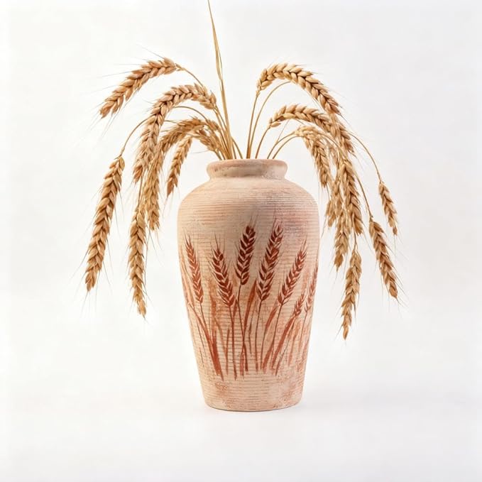 Plain Brown Ceramic Vase for DIY Painting - Customizable Handmade Pottery, Blank Canvas for Flower Arrangements, Home Decor, Wedding & Office Decoration (6.18L x 6.18W x 11H)