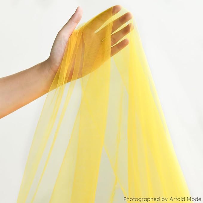 Artoid Mode 10PCS Yellow Gauze Table Runner 120 Inch 10FT, Seasonal Sheer Kitchen Dining Holiday Wedding Birthday Baby Shower Table Decor for Home Party