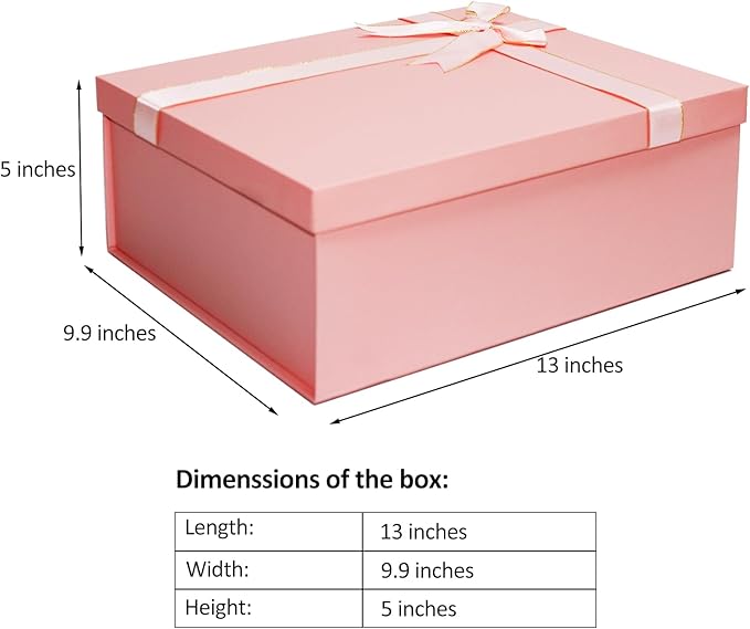 Pink Gift Box, 13"x10"x5" Large Gift Boxes, 2 Pack Foldable Gift Boxes with Lids for Presents, Versatile Empty Gift Box for Birthday, Anniversaries, Weddings, Any Occasion