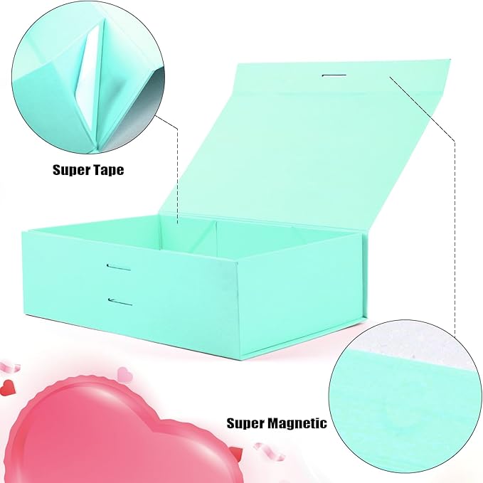Large Gift Box, 5-Pack Magnetic Lid Gift Box Ribbon Closure Bo Elegant Gift Packaging Luxury Gift Box Decorative Gift Box,10.5x7.5x3.1" - Multi-Occasion Packaging Boxes (Green)
