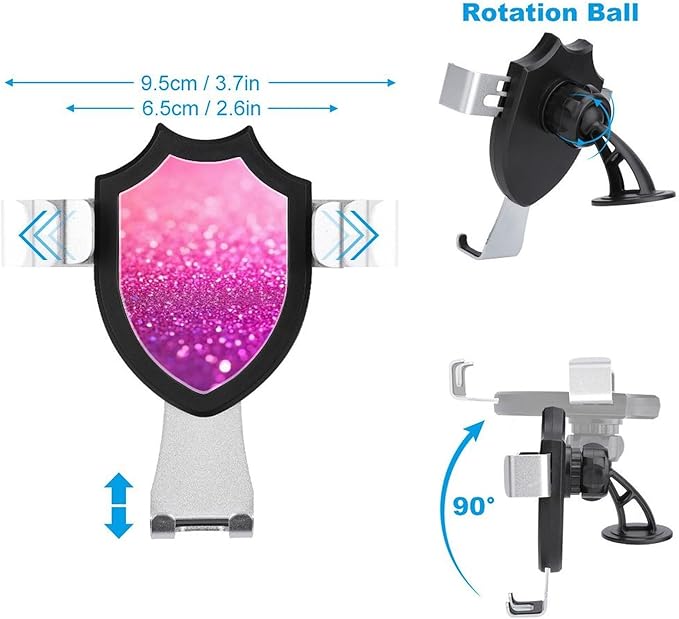 Women's Phone Holders Pink Glitter Pattern Universal Hands Free Automobile Cell Phone Holder