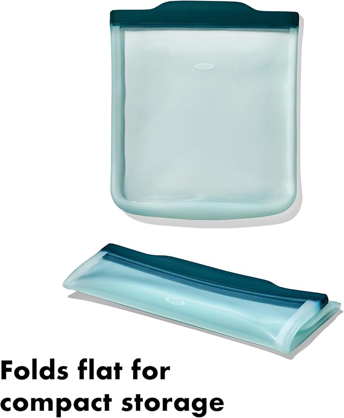 OXO Good Grips Silicone Reusable Bags – 4 Piece Starter Set - Oat/Lagoon