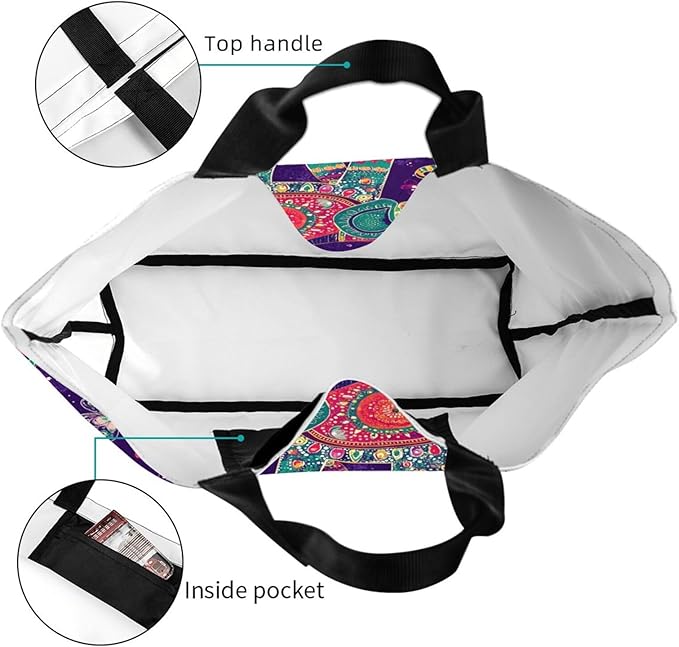 Tote Bag Shoulder Bags for Women Grocery Shopping Bag Reusable Bags Boho-Red Paisley 1