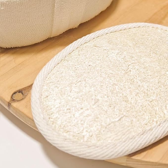 Natural Loofah Exfoliating Body Scrubber Loofah Bath Sponge, Luffa for Women and Men, Dishcloth Kitchen Cloth,100% Biodegradable Compostable, Dye Free (4 Pack) (M)