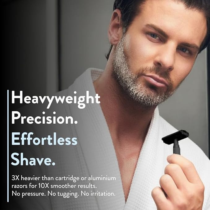 Rockwell Razors 6S Black Stainless Steel Safety Razor. Adjustable Single Blade Razor With 6 Shave Settings and 5 Recyclable Blades. Custom Shaves For Men and Women. Reduces Razor Burn and Irritation.