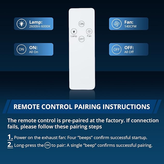 2-in-1 Bathroom Exhaust Fan with Light, 140 CFM,6000K LED Light Easy to Install