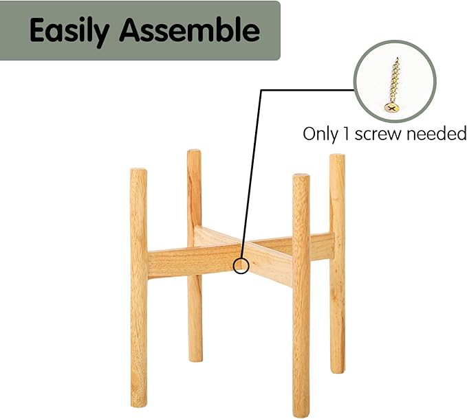 Wood 11.9" x 12.5" Plant Stand Indoor Outdoor, Wooden Single Floor Plant Pot Holder, Natural Plant Stand, Assembly Required (Excluding Potted Plants)