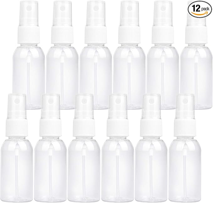 TRENDBOX 12 Pack Empty Transparent Plastic Fine Mist Spray Bottle 30 ml (1 oz)