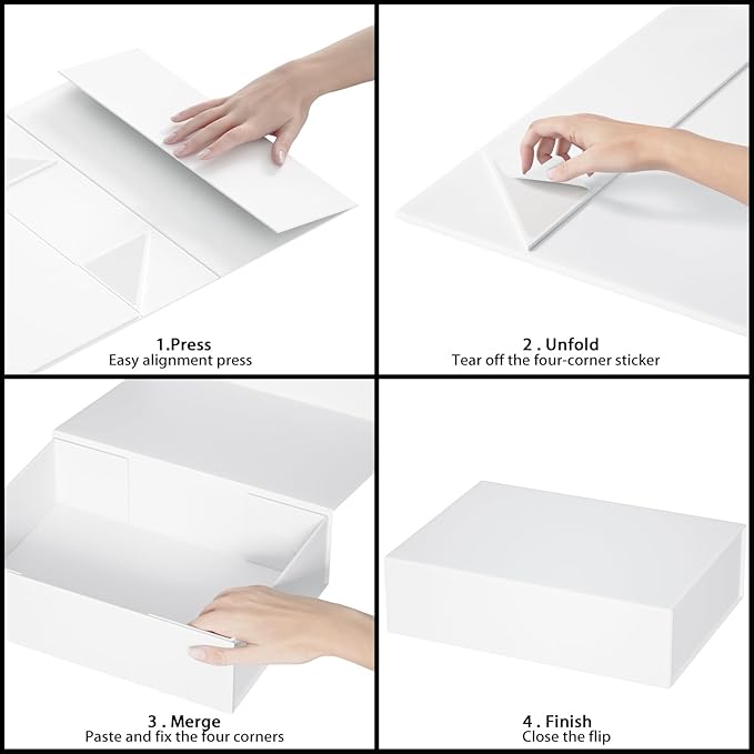 White Gift Box 11.9" x 8.5" x 3.3" with Magnetic Closure Lid for Presents,Bridesmaid Gifts Boxe,Cute Box,Birthday Gift,Luxury for Gift Packaging, Magnetic Gift Boxes for Wrapping Gifts