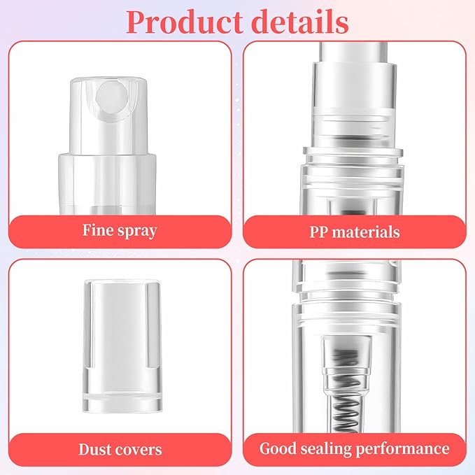 16 Pcs 3ml Mini Spray Bottles with 6 Accessories (4 Plastic Droppers + 2 Syringes) - Refillable Travel Perfume Bottles, Small Empty Atomizer for Essential Oils, Fine Mist Portable Perfume Sample Kit