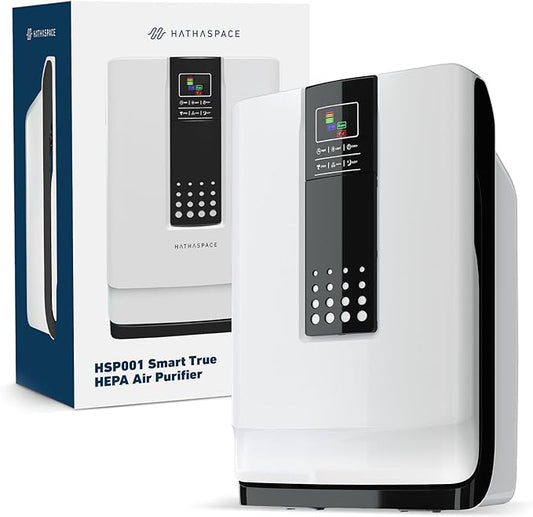 HATHASPACE HSP001 True HEPA Air Purifier for Home, Removes 99.9% of Dust, Smoke, Pet Dander, Odors, VOCs, Covers Up to 700 Sq. Ft, Quiet Air Cleaner with Smart Sensor for Bedroom & Large Rooms