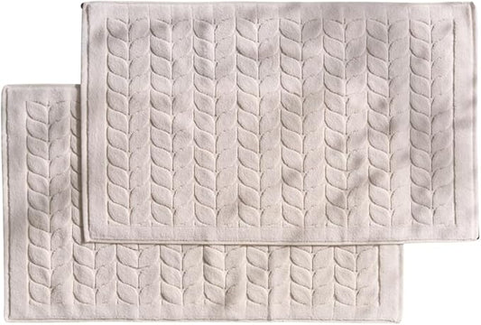 BAGNO MILANO Turkish Bath Towels, Soft Plush Jacquard Luxury Bath Towels, Quick Dry Towel Set (Cream, 2 Pcs Bathmat Set)