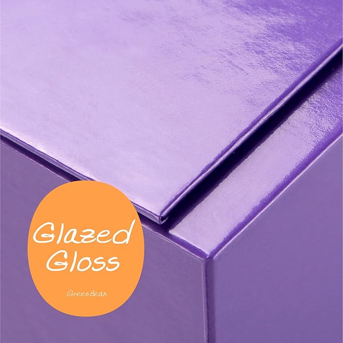 GREEN BEAN Gift Box 11x7.8x2.3 Inches, Purple Gift Box with Lid for Presents, Magnetic Shirt Gift Boxes for Clothes (Glossy Metallic Purple, Polka Dot Design Inside)