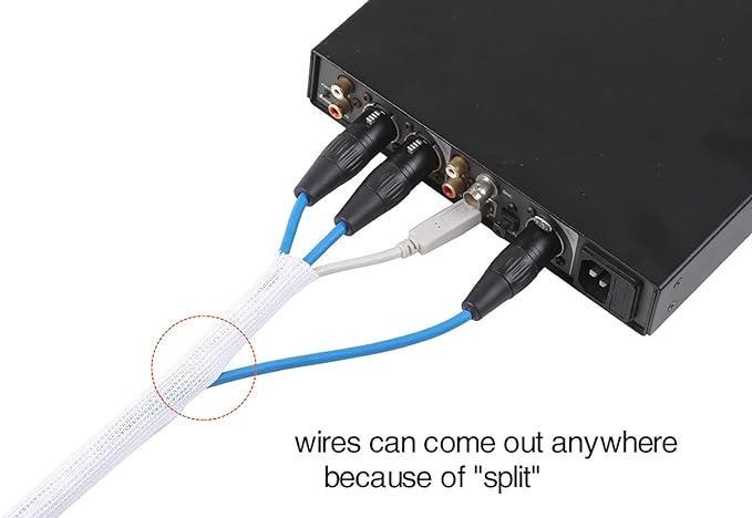 Alex Tech 25ft - 1/2 inch Cord Protector Wire Loom Tubing Cable Sleeve Split Sleeving for USB Cable Power Cord Audio Video Cable - Protect Cat from Chewing Cords - White