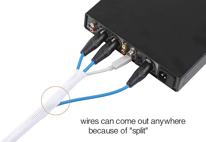 Alex Tech 25ft - 1.25 inch Cord Protector Wire Loom Tubing Cable Sleeve Split Sleeving for USB Cable Power Cord Audio Video Cable - Protect Cat from Chewing Cords - White