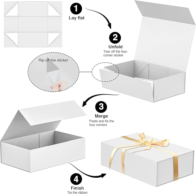 Luxury Large Gift Box 13.8"x9"x4.3" Storage Box Ribbon Magnetic Closure for Luxury Packaging Box for Mother's Day, Birthdays, Bridal Gifts,Weddings