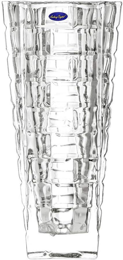 Amlong Crystal Large Clear Royal Gardens Vase 12 inches High (6 inch Top and 3 inch Bottom)