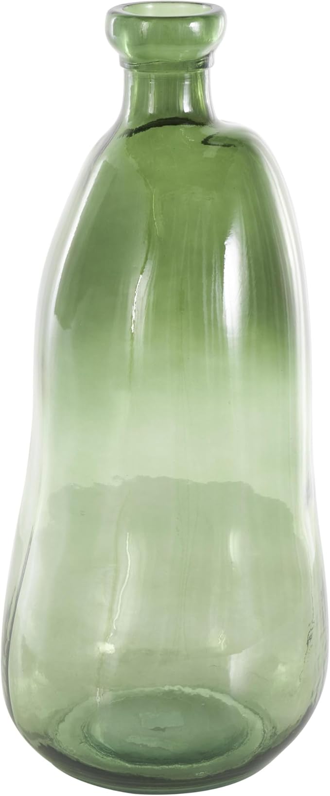 Deco 79 Recycled Glass Abstract Handmade Decorative Vase Curved Ombre Spanish Bottle Centerpiece Vase, Flower Vase for Home Decoration 9" x 9" x 20", Green
