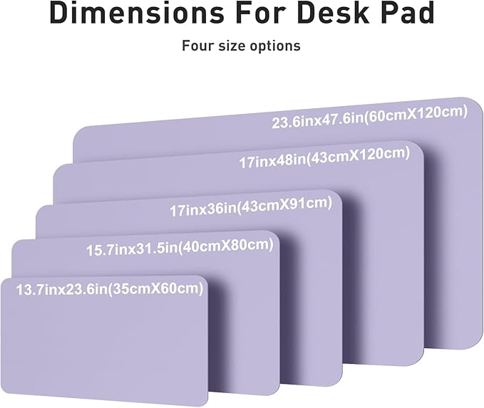 Aothia Faux Leather Desk Mat – Large Mouse Pad, Non-Slip PU Leather Blotter, Waterproof Writing Surface for Office and Home (Lavender, 47.2" x 23.6")