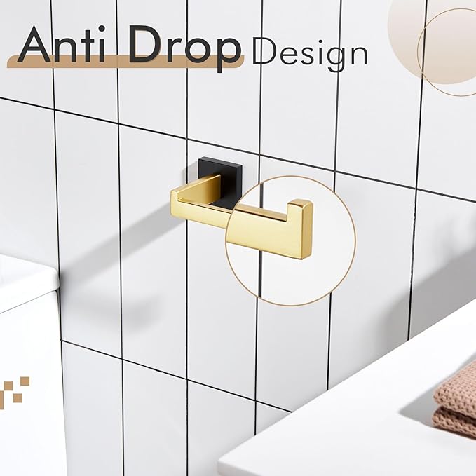 KOKOSIRI Toilet Paper Holders Wall Mounted Toilet Roll Holder for Bathrooms Hardware Washroom T-304 Stainless Steel, Matte Black and Gold B2003GDK