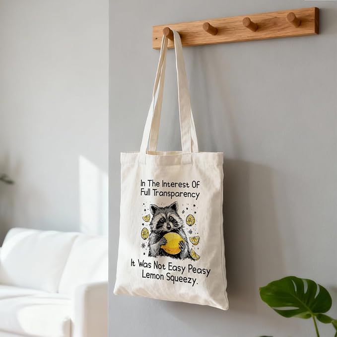 Canvas Tote Bag for Women, Funny Raccoon Shoulder Tote Bags, Casual Canvas Totes to Work Traveling, Christmas Gifts to Friends and Family, Holiday Gift Bags for Wrap Storage