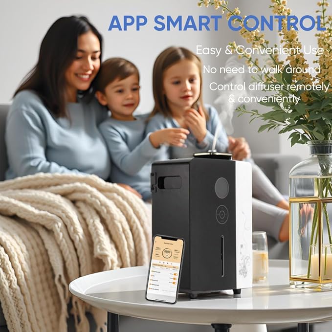 Diffuser - WiFi Air Machine for Home & Commercial Use, Covers 7500 sq. ft., Waterless Cold- Air Nebulizing HVAC Oil Diffuser for Large Room, Hotel, Spa, Office