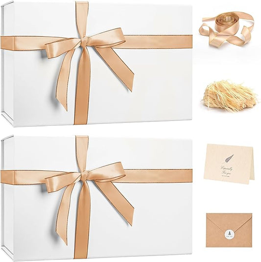 LIFELUM Large Gift Box 14"x8.5"x4.5" Christmas Gift Boxes with Lids for Presents for Anniversary Wedding Proposal Birthday Gift boxes with Shredded Filler Card Ribbon