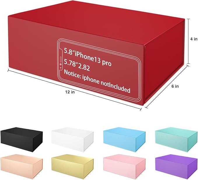 Red Gift Boxe 12" x 6" x 4" with Magnetic Closure Lid Gift Boxes for Presents,Bridesmaid Gifts Box,Cute Box,Birthday Gift box,Luxury for Gift Packaging, Magnetic Gift Box for Wrapping Gifts (Red/5PCS)