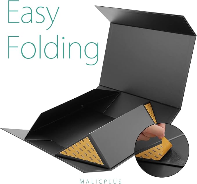 6 Large Gift Boxes with Lids 13.5x9x4.1 Inches, Black Groomsmen Proposal Gift Box with Magnetic Closure for All Occasion (Matte Black)