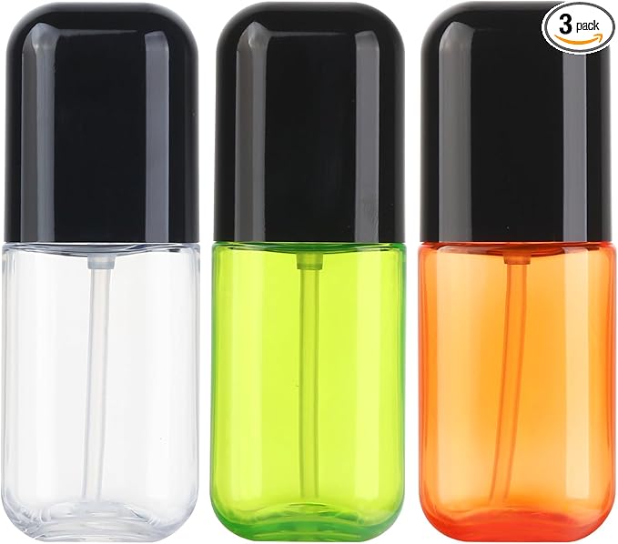 Travel Spray Bottle 3 Pack 2.7oz/80ml Portable Plastic Small Spray Bottles Refillable Mini Spray Bottle Empty Fine Mist Spray Bottles for Makeup Removers, Perfume, Essential Oils Toners Rose Waters