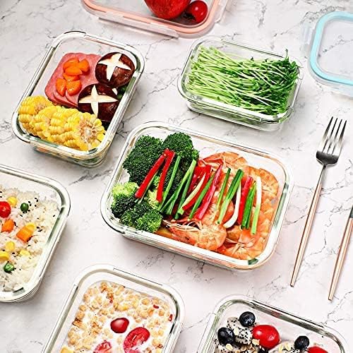 GENICOOK GC glass Food Storage Containers with Lids, Meal Prep Containers, Airtight Lunch Containers Bento Boxes with Snap Locking Lids for Microwave, Oven, Freezer and Dishwasher