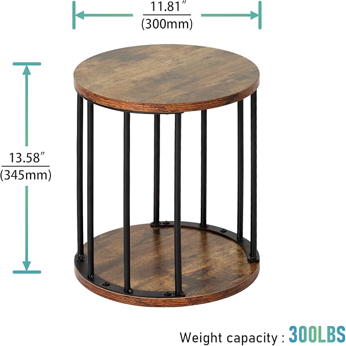 HDANI Small Round Wooden Step Stool for Kids Adults, 300lbs Load Capacity Garden Stool, Non-Slip Small Stool for Plant Stand, Kitchen, Bathroom and Bedroom,Brown