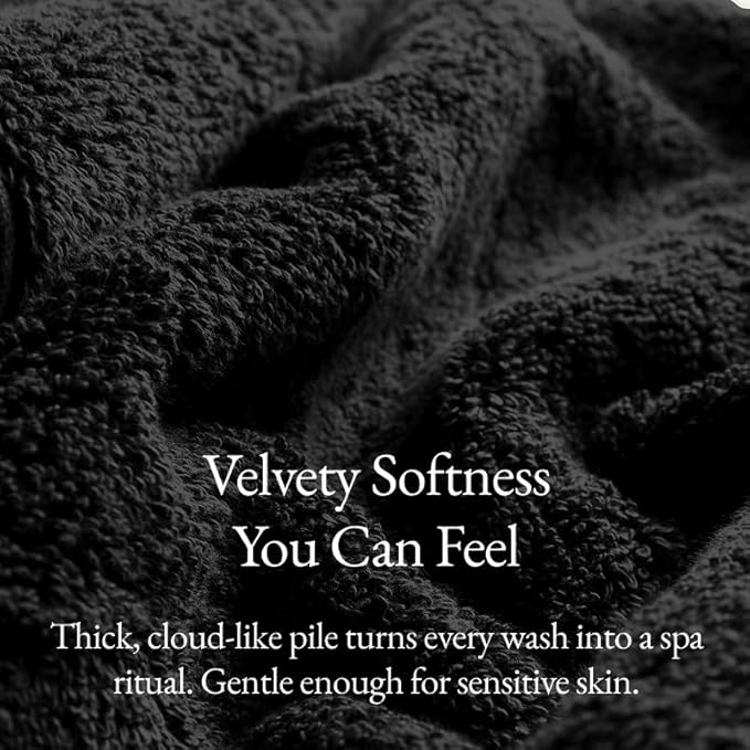 Italic Ultraplush 100% Australian Cotton Towels - Set of 2 Luxury Bath Towels, Quick Dry Plush and Absorbent, Heavy Duty Large Bath Towels, 800GSM Towels for Bathroom & Spa (Black)