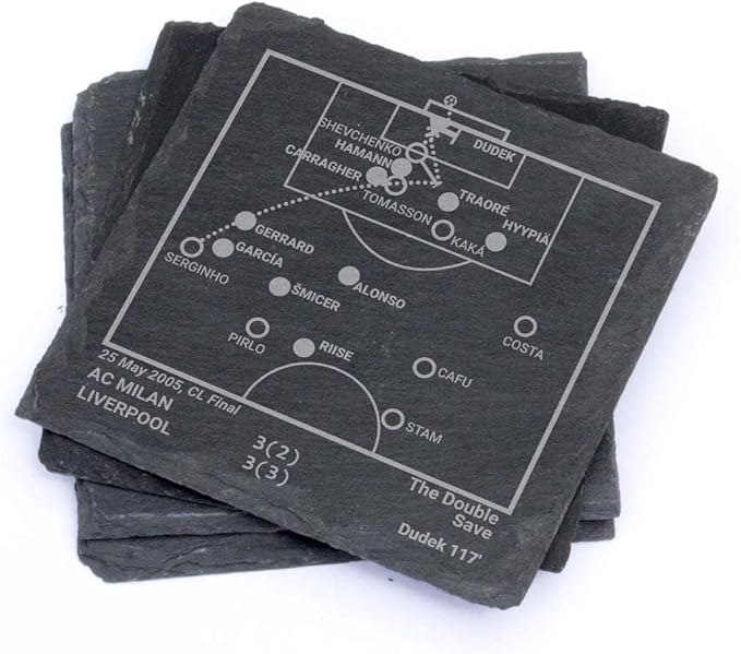 Greatest L'Pool Plays: Slate Coasters (Set of 4) | Best Gift Idea for Sports Lovers | The Kop Historic Moments Gifts
