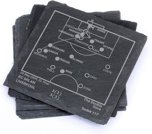 Greatest L'Pool Plays: Slate Coasters (Set of 4) | Best Gift Idea for Sports Lovers | The Kop Historic Moments Gifts