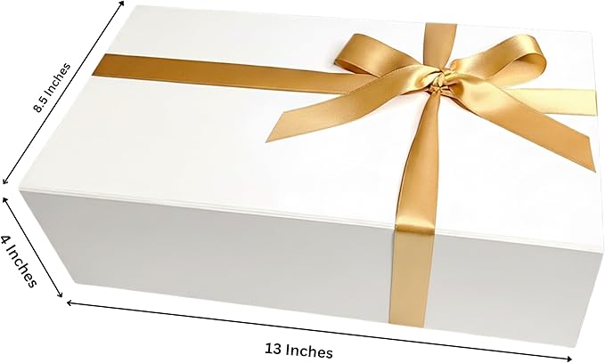 CECOBOX - Gift Boxes with Lids for Presents 13"x8.5"x4" - Matte, Collapsible Magnetic Closure Gift Box - Groomsmen & Bridesmaid Proposal Boxes, Wedding, PR, Birthdays, Holidays (White)