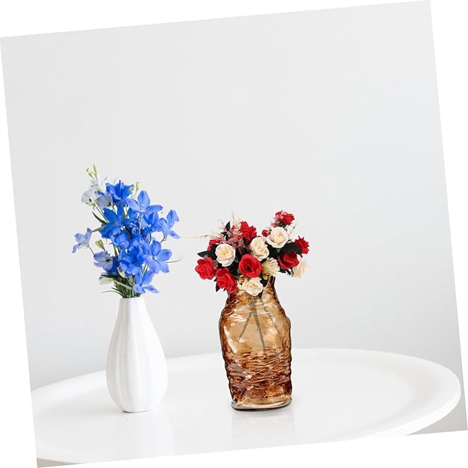 Generic Minimalist Glass Vase for Table Decor Amber Medium Mediterranean Style Bud Vase for Living and Dining Centerpieces Modern Home Ornament for Floral Arrangements and Housewarming