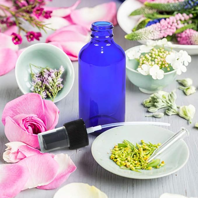 Wedama Spray Bottle, 2 oz Fine Mist Glass Spray Bottles, Little Refillable Liquid Containers for Watering Flowers Cleaning (16 Pack, Blue)